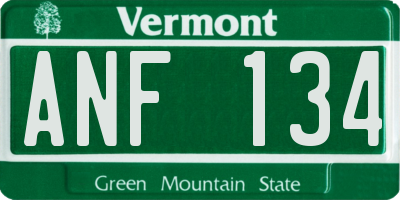 VT license plate ANF134