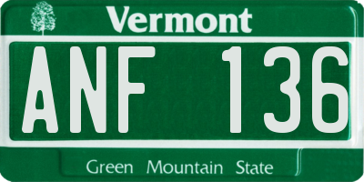 VT license plate ANF136