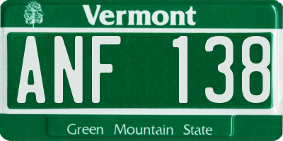 VT license plate ANF138