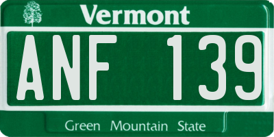 VT license plate ANF139