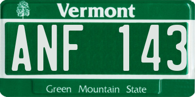 VT license plate ANF143