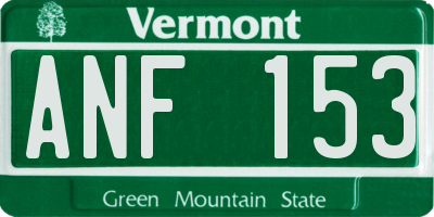 VT license plate ANF153