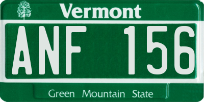 VT license plate ANF156