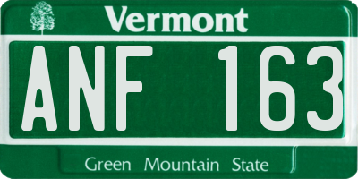 VT license plate ANF163