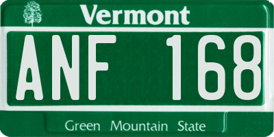 VT license plate ANF168