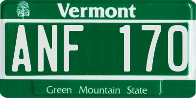 VT license plate ANF170
