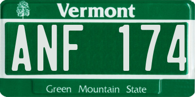 VT license plate ANF174