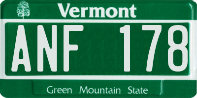 VT license plate ANF178