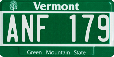 VT license plate ANF179