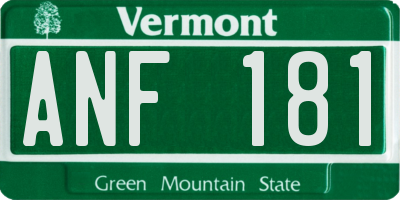 VT license plate ANF181