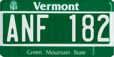 VT license plate ANF182