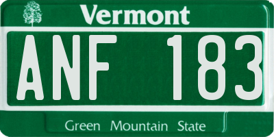 VT license plate ANF183