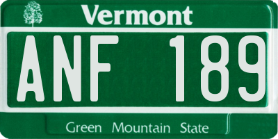 VT license plate ANF189