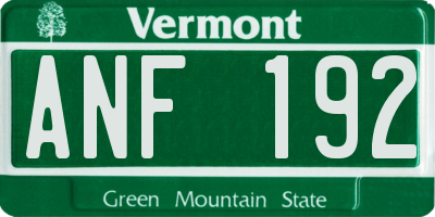 VT license plate ANF192