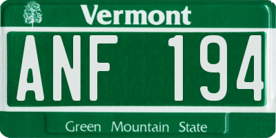 VT license plate ANF194