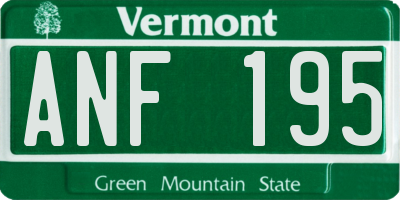 VT license plate ANF195