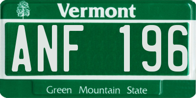 VT license plate ANF196