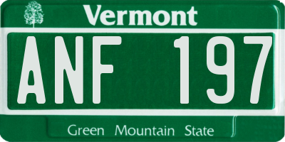 VT license plate ANF197