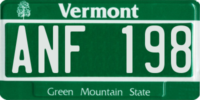 VT license plate ANF198