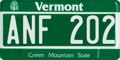 VT license plate ANF202