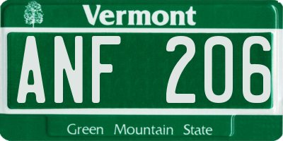 VT license plate ANF206