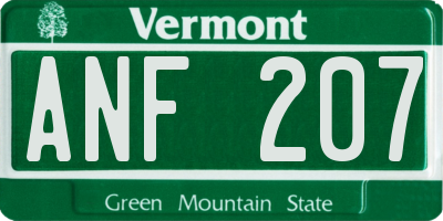 VT license plate ANF207