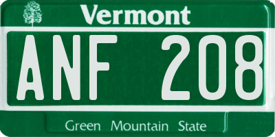VT license plate ANF208