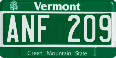 VT license plate ANF209