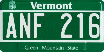 VT license plate ANF216