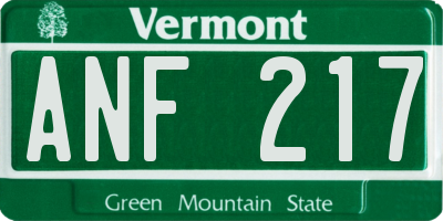 VT license plate ANF217