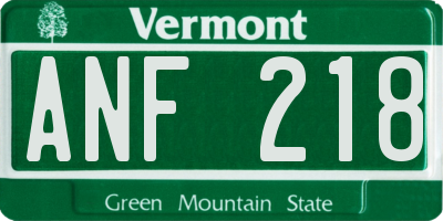 VT license plate ANF218
