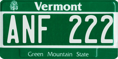 VT license plate ANF222