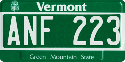 VT license plate ANF223