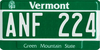 VT license plate ANF224