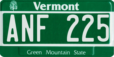 VT license plate ANF225
