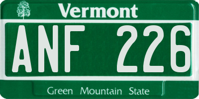 VT license plate ANF226