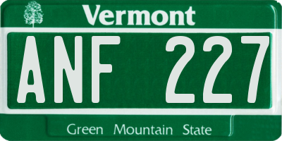 VT license plate ANF227