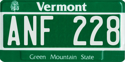 VT license plate ANF228