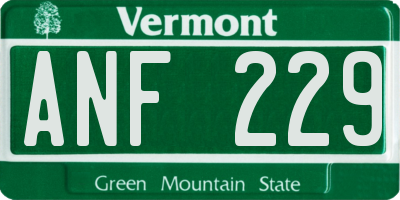 VT license plate ANF229