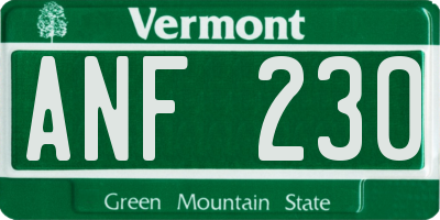 VT license plate ANF230