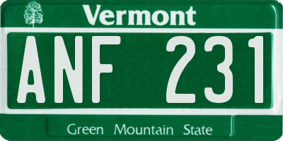VT license plate ANF231