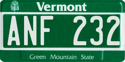 VT license plate ANF232