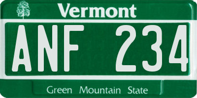 VT license plate ANF234
