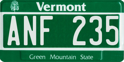 VT license plate ANF235