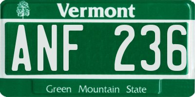 VT license plate ANF236