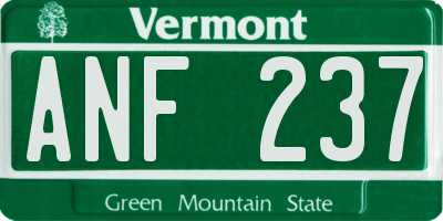 VT license plate ANF237