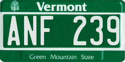 VT license plate ANF239