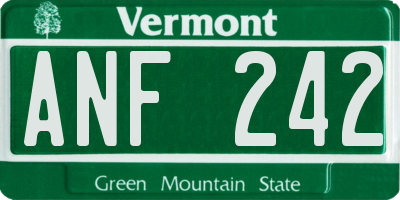 VT license plate ANF242