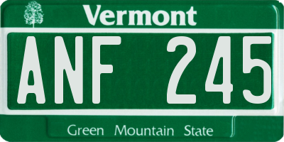 VT license plate ANF245