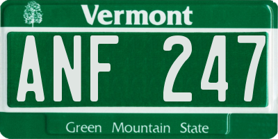 VT license plate ANF247